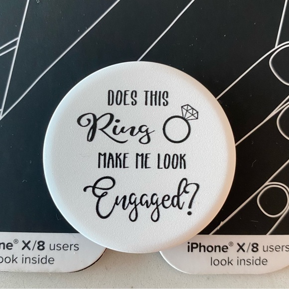 POPSOCKETS “Does This Ring Make Me Look Engaged?” White popsocket grip & stand - Picture 2 of 3